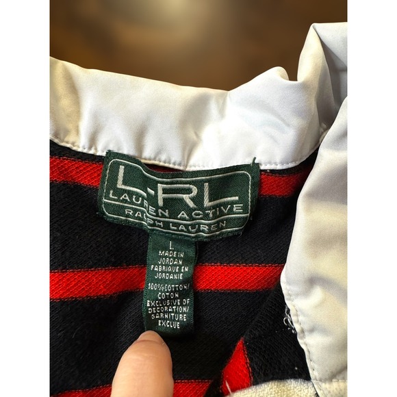 LRL Lauren Active Ralph Lauren Polo Shirt Top Red Striped Womens Vintage - Picture 2 of 3
